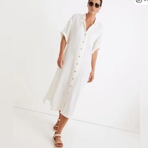 Madewell Lightestspun Cotton Cover-Up Maxi Shirtdress Lighthouse Cream Sz S